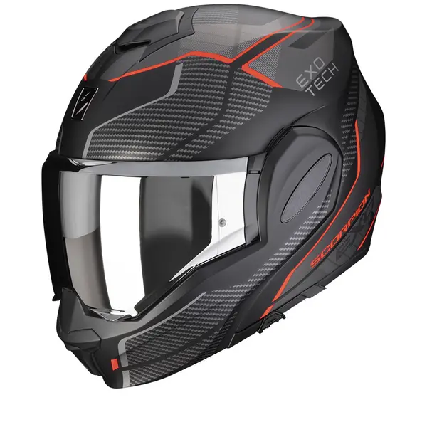 Image of Scorpion Exo-Tech Evo Animo Matt Black-Red Modular Helmet L