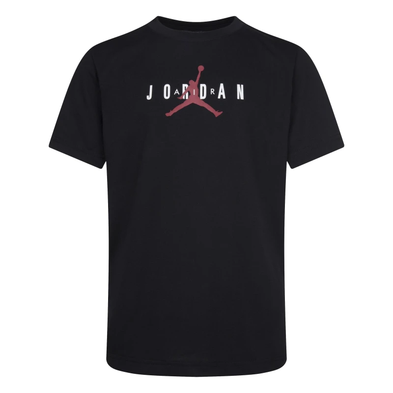 Image of Air Jordan Air Longline Graphic T Shirt Junior Boys Black/Red male 11-12 Years