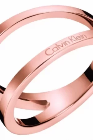 Image of Ladies Calvin Klein Rose Gold Plated Size P Outline Ring KJ6VPR100108