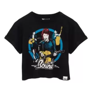 Image of David Bowie Womens/Ladies Crop T-Shirt (M) (Black/Blue/White)