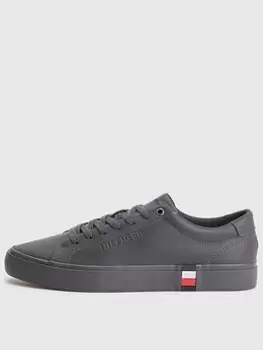 Image of Tommy Hilfiger Modern Corporate Leather Trainers - Black, Size 41, Men