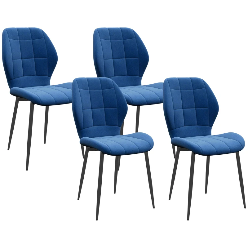 Image of HOMCOM HOMCOM Modern Style Kitchen Chairs Set of 4 with Velvet Upholstered, Dark Blue Size: 4 Person Dark Blue 4 Person Unisex 5056725536732