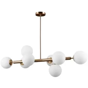Image of Italux Lighting - Italux Raddi - Modern Hanging Pendant Golden 8 Light with White Shade, G9
