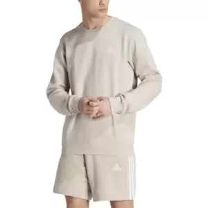 Image of Essentials Fleece Sweatshirt with Embroidered Logo and Crew Neck in Cotton Mix