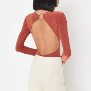 Image of Missguided Open Back Slinky Bodysuit - Orange