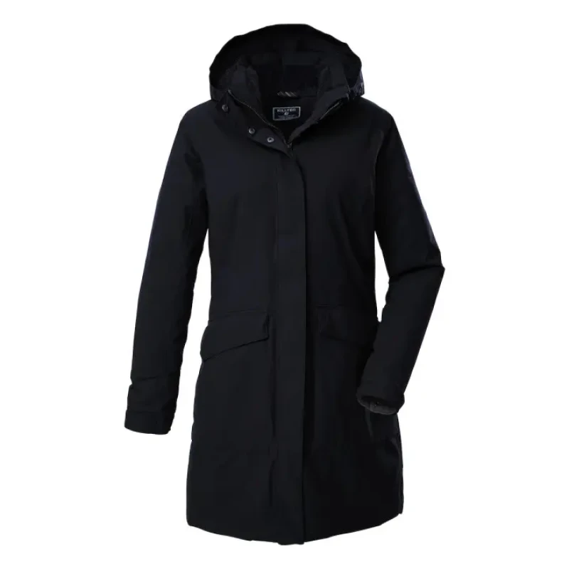 Image of Killtec Womens long hooded waterproof jacket Killtec Kow 18 Noir Female 44