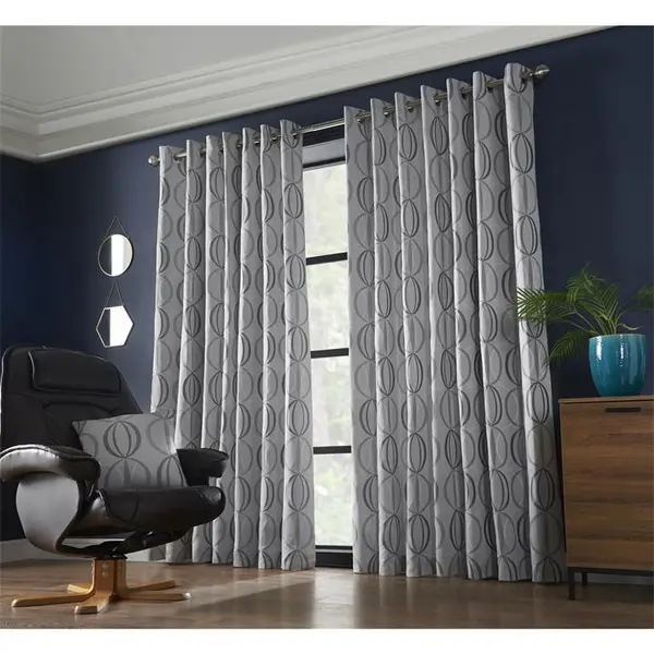 Image of Other Omega Multi Yarn Fully Lined Ring Top Curtains - Silver 9