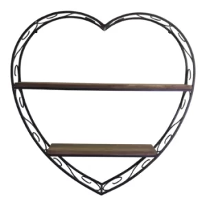 Image of Scroll Design Heart Shaped Metal & Wood Shelf Unit