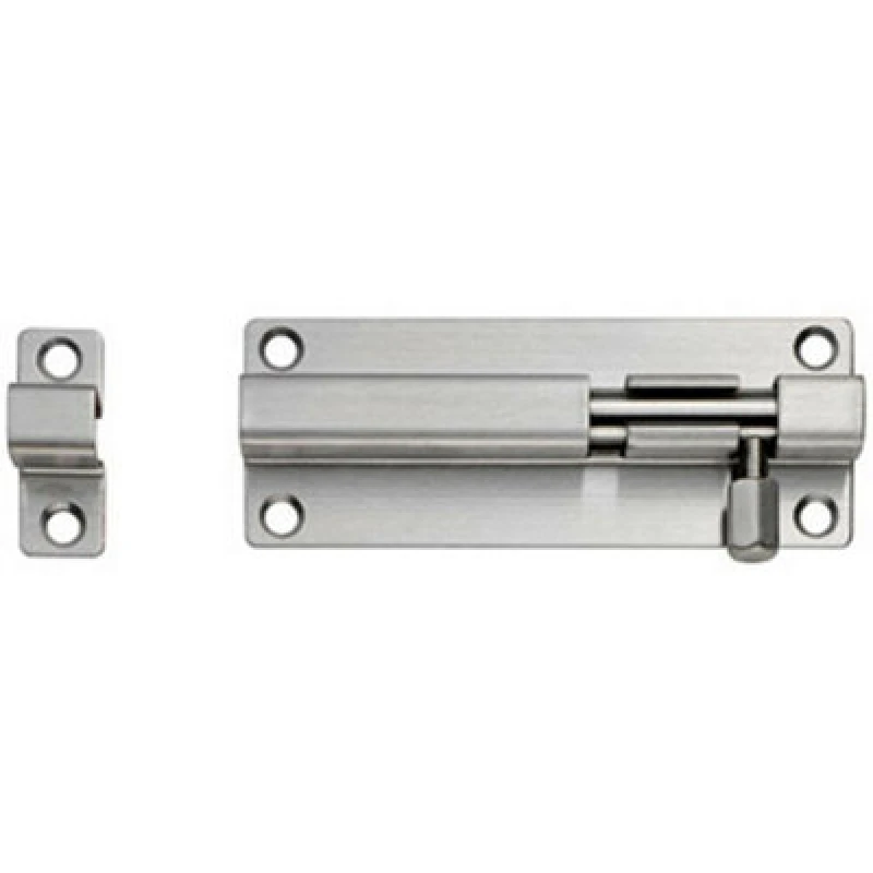 Image of Loops Straight Barrel Surface Mounted Door Bolt Lock 100 x 38mm Satin Steel Metallics unisex