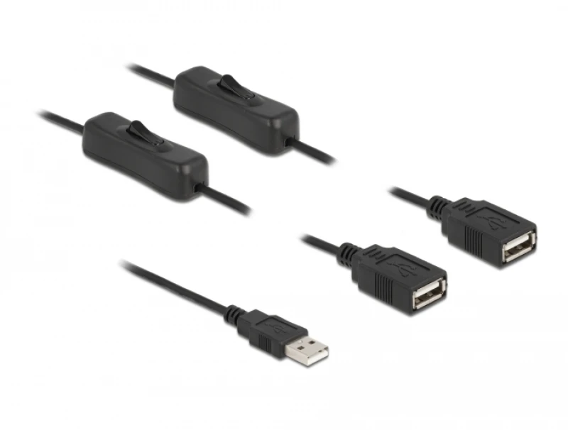 Image of DeLOCK Cable USB Type-A male to 2 x USB Type-A female with switch 1 m