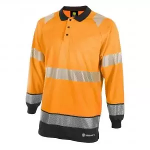 Image of Beeswift High Visibility Two Tone Polo Shirt Long Sleeve Orange