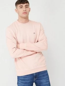 Image of Calvin Klein Jeans Garment Dye Chest Logo Sweatshirt - Nude, Size 2XL, Men