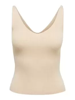 Image of ONLY V-neck Sleeveless Top Women Beige
