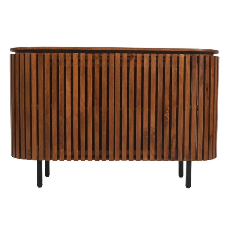 Image of Indian Hub Slatted Mango Wood Large 2 Doors Sideboard