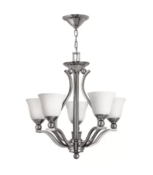 Image of Multi Arm Chandelier 3 Light Brushed Nickel Finish, E27