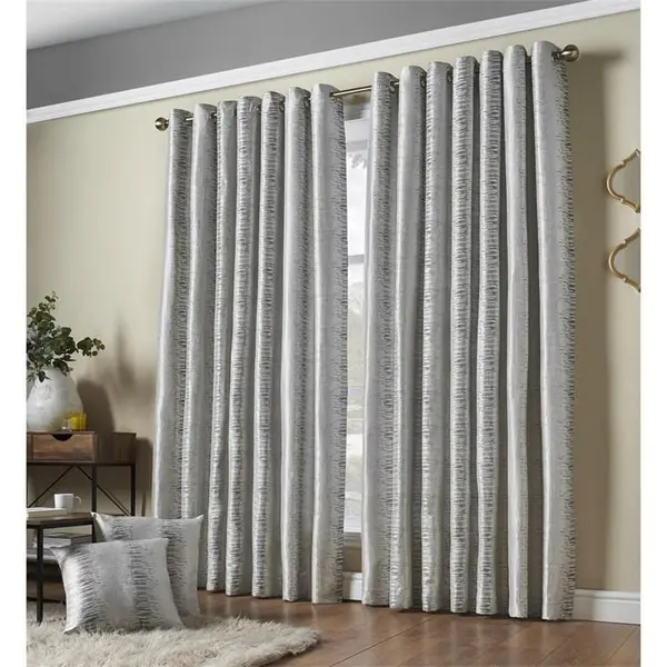 Image of Other Reflections Multi Yarn Lined Ring Top Curtains - Silver 9