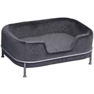 Image of PawHut Pet Sofa Couch, Dog Bed, Cat Lounger, with Metal Base Removable Cushion Modern Furniture for Small Dogs, 63.5 x 43 x 24.5cm, Grey