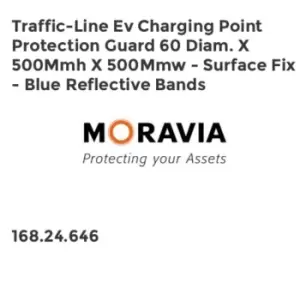Image of TRAFFIC-LINE Electric Vehicle Charging Point Protection Guard with Blue Reflective Bands - 500 x 500mm - Surface Fixing
