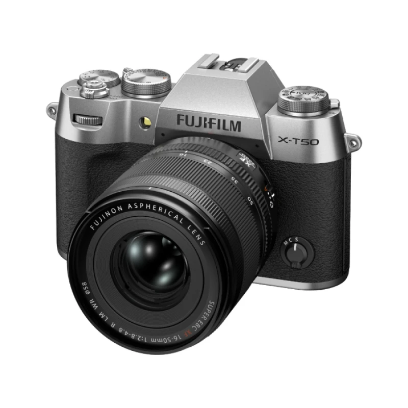 Image of Fujifilm X-T50 Mirrorless Camera in Silver with XF16-50mm F2.8-4.8 R LM WR Lens