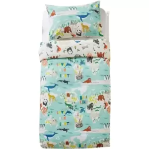 Image of Little Furn Childrens/Kids Love Our Earth Duvet Cover Set (Toddler) (Blue) - Blue