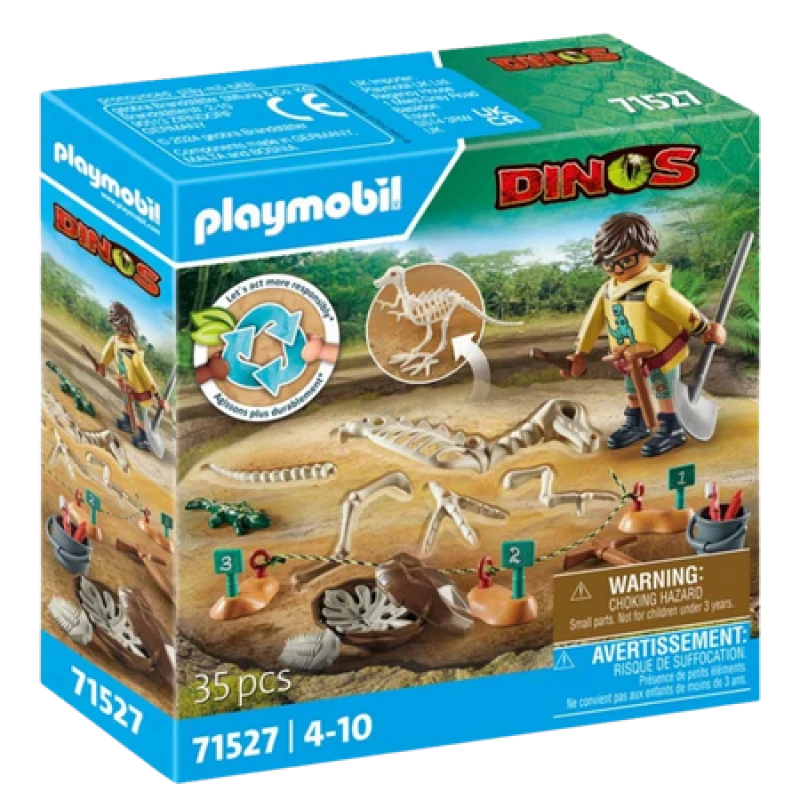 Image of PLAYMOBIL 71527 Dinos Archaeological Dig With Dino Skeleton Set Multi