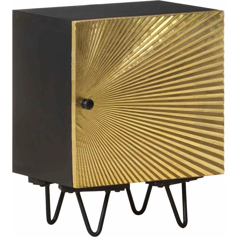 Image of VIDAXL Vidaxl - Bedside Cabinet with Brass Front 40x30x50cm Solid Mango Wood 8720286201435