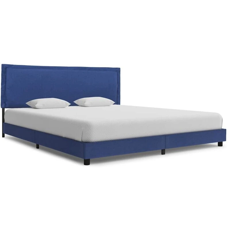 Image of vidaXL Bed Frame Blue Fabric 160x200cm Upholstered Double Bedroom Furniture