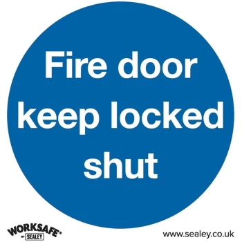 Image of Sealey - SS4P1 Mandatory Safety Sign - Fire Door Keep Locked Shut - Rigid Plastic