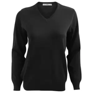 Image of Kustom Kit Ladies Arundel Long Sleeve V-Neck Sweater (8 UK) (Black)