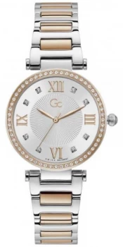 Image of Gc Womens LadyCrystal Two-Tone Steel Bracelet Silver Watch