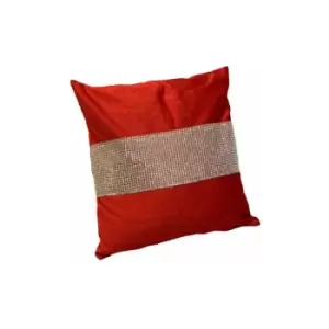 Image of Panache Home Eclat Diamante Faux Velvet Cushion Cover, Wine, 56 x 56 Cm