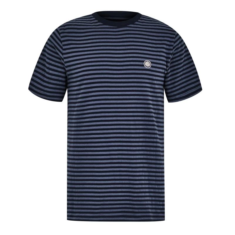 Image of Pretty Green Mens Travis Stripe Regular Fit T-Shirt Navy male Small