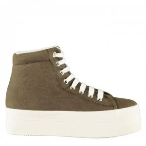 Image of Jeffrey Campbell Play Canvas Platform Shoes - Khaki