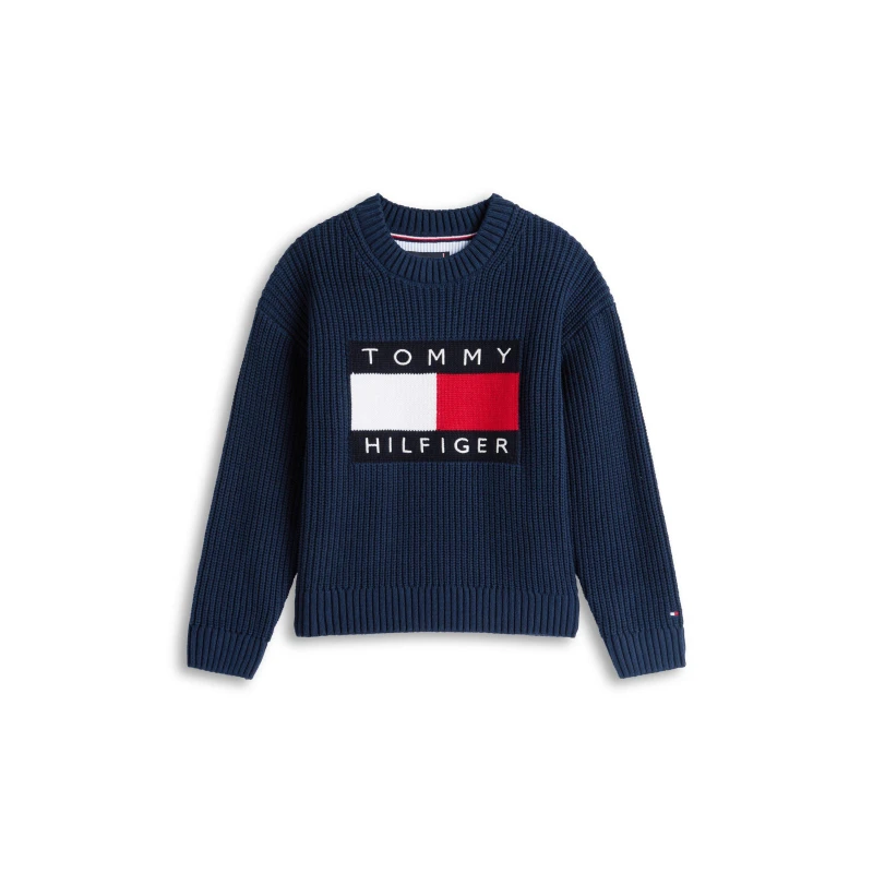 Image of Tommy Hilfiger Kids Heritage Knitted Crew Neck Jumper Night Navy C1G male 16Y