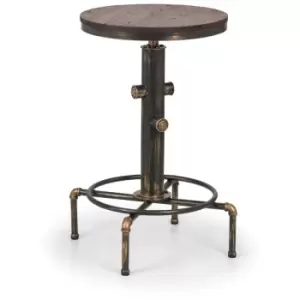 Image of Idella - Brushed Copper Pipework Valve Bar Table Solid Elm Top