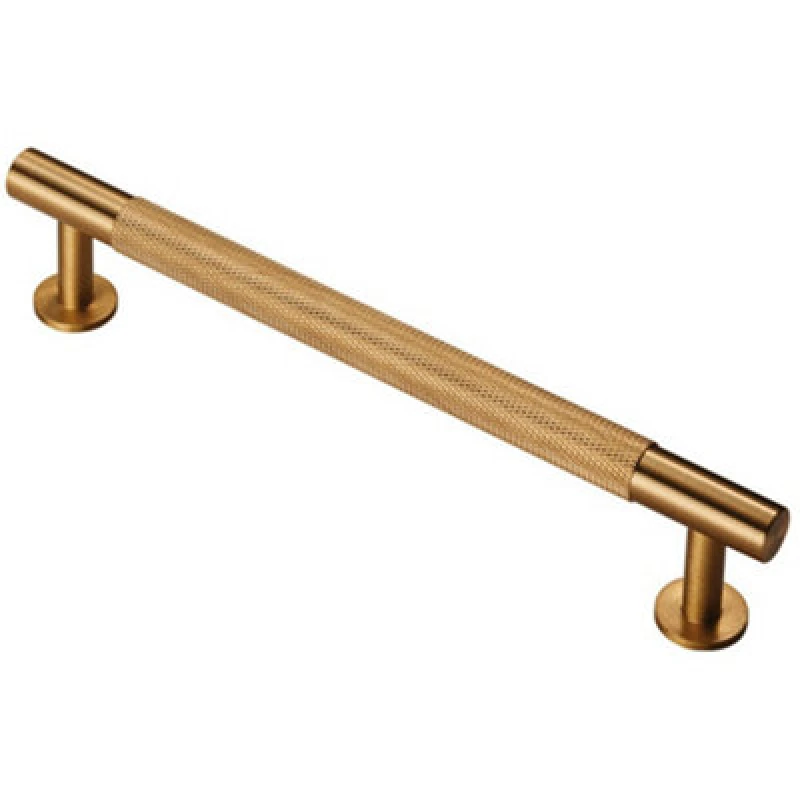 Image of Loops Knurled Bar Door Pull Handle 190 x 13mm 160mm Fixing Centres Satin Brass Metallics unisex