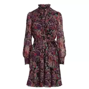 Image of Lauren by Ralph Lauren Dialata Floral Belted Day Dress - Black