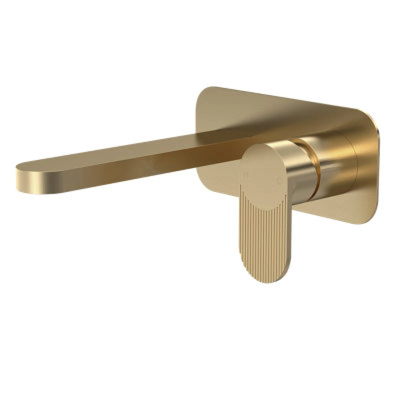 Image of Aquarius Deco 2 Hole Wall Mounted Mono Basin Mixer Tap - Brushed Brass