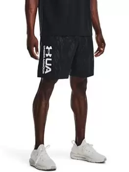 Image of Under Armour Training Woven Emboss Shorts - Black/White, Size S, Men