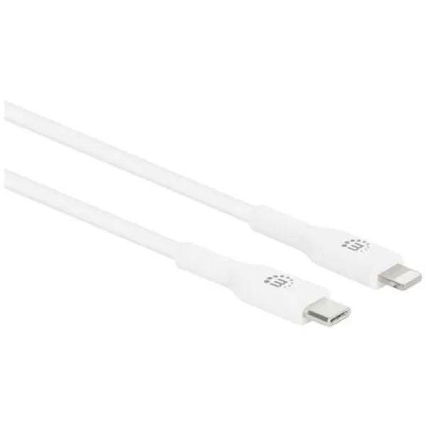Image of Manhattan USB cable USB-C plug, Apple Lightning plug 2m White 394529