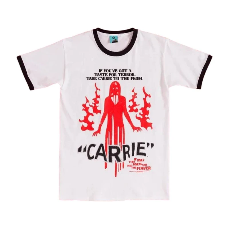 Image of Carrie Mens Taste For Terror Ringer T-Shirt in White Size: Large White Male L