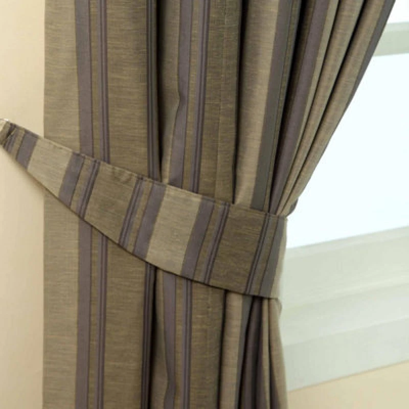 Image of Homescapes Grey Modern Stripe Jacquard Curtain Tie Back Pair