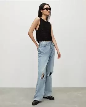 Image of AllSaints Mesh Crochet Cropped Tank Top