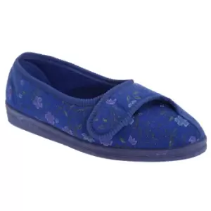 Image of Comfylux Womens/Ladies Diana Floral Slippers (8 UK) (Blue)