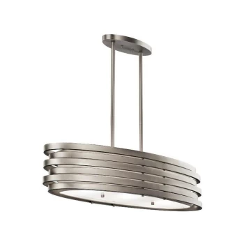 Image of Roswell - 3 Light Oval Ceiling Island Pendant Bar Brushed Nickel, E27 - Elstead