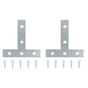 Image of BQ Zinc Effect Steel Tee Plate L75mm Pack of 2