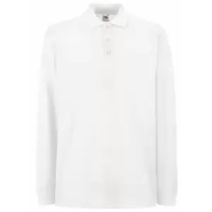 Image of Fruit Of The Loom Mens Premium Long Sleeve Polo Shirt (M) (White)