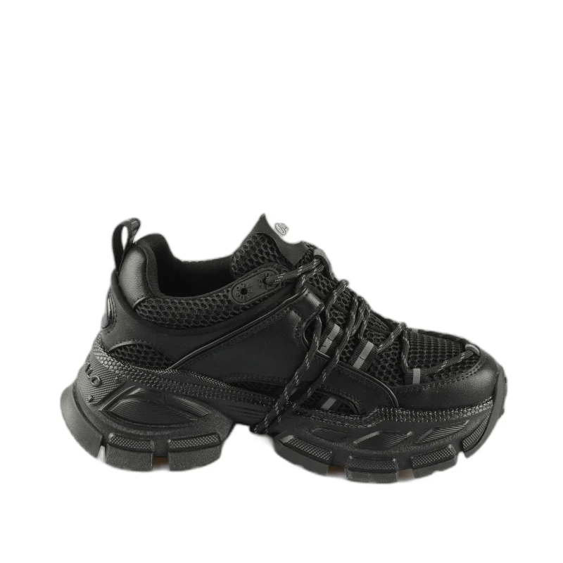 Image of Buffalo Womens vegan nappa and mesh sneakers Buffalo Saturn Lace Noir Female 36