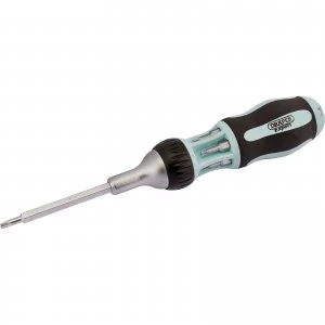 Image of Draper Soft Grip 7 In 1 Ratcheting Screwdriver and Torx Bit Set