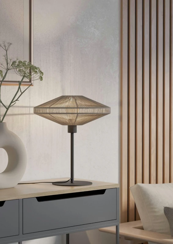 Image of EGLO Midsumer Timeless Fabric & Steel Table Lamp Black